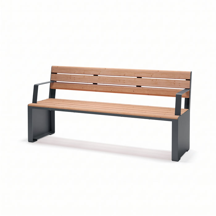 Gewerbefabrik Sitzbank Ottobeuren Outdoor Bank Parkbank Holz Grau RAL 7011