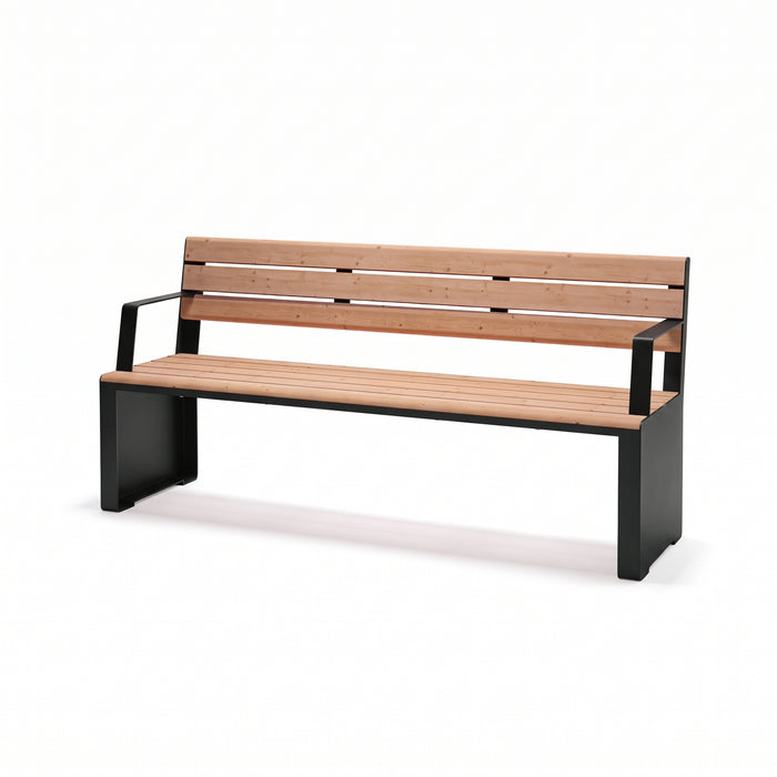 Gewerbefabrik Sitzbank Ottobeuren Outdoor Bank Parkbank Holz Schwarz RAL 9017