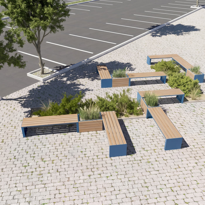 Gewerbefabrik Sitzbank Ottobrunn Outdoor Bank Parkbank Holz Blau RAL 5005 Park
