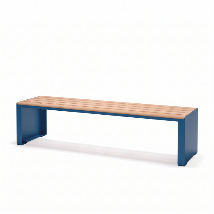 Gewerbefabrik Sitzbank Ottobrunn Outdoor Bank Parkbank Holz Blau RAL 5005