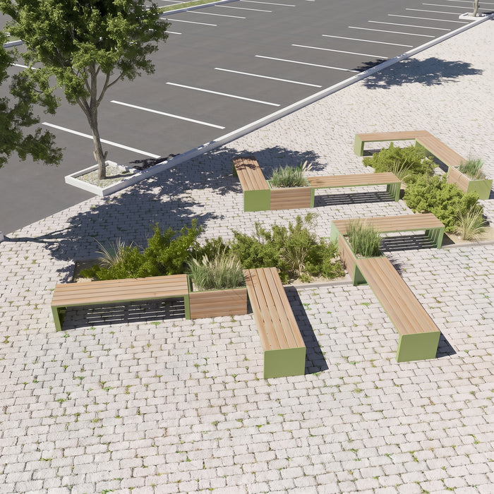 Gewerbefabrik Sitzbank Ottobrunn Outdoor Bank Parkbank Holz Grün RAL 6018 Park