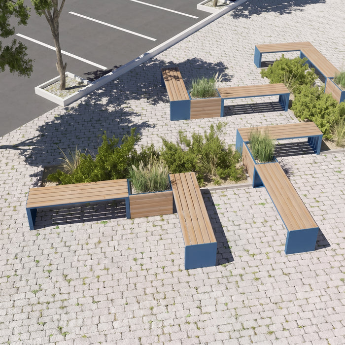 Gewerbefabrik Sitzbank Ottweiler Outdoor Bank Parkbank Holz Blau RAL 5005 Park