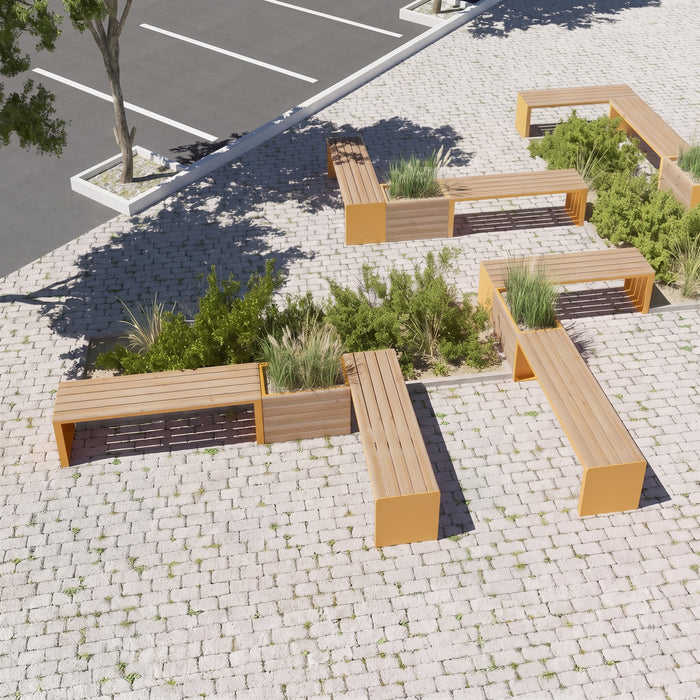Gewerbefabrik Sitzbank Ottweiler Outdoor Bank Parkbank Holz Gelb RAL 1028 Park