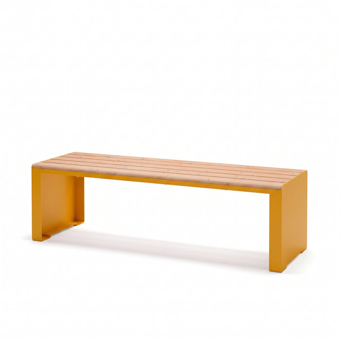 Gewerbefabrik Sitzbank Ottweiler Outdoor Bank Parkbank Holz Gelb RAL 1028