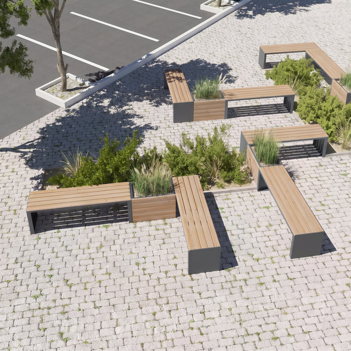 Gewerbefabrik Sitzbank Ottweiler Outdoor Bank Parkbank Holz Grau RAL 7011 Park