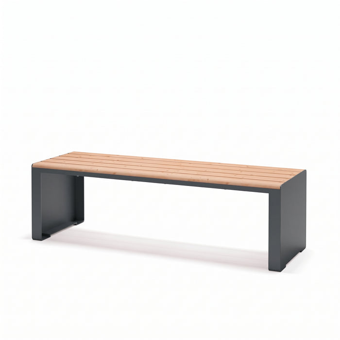 Gewerbefabrik Sitzbank Ottweiler Outdoor Bank Parkbank Holz Grau RAL 7011