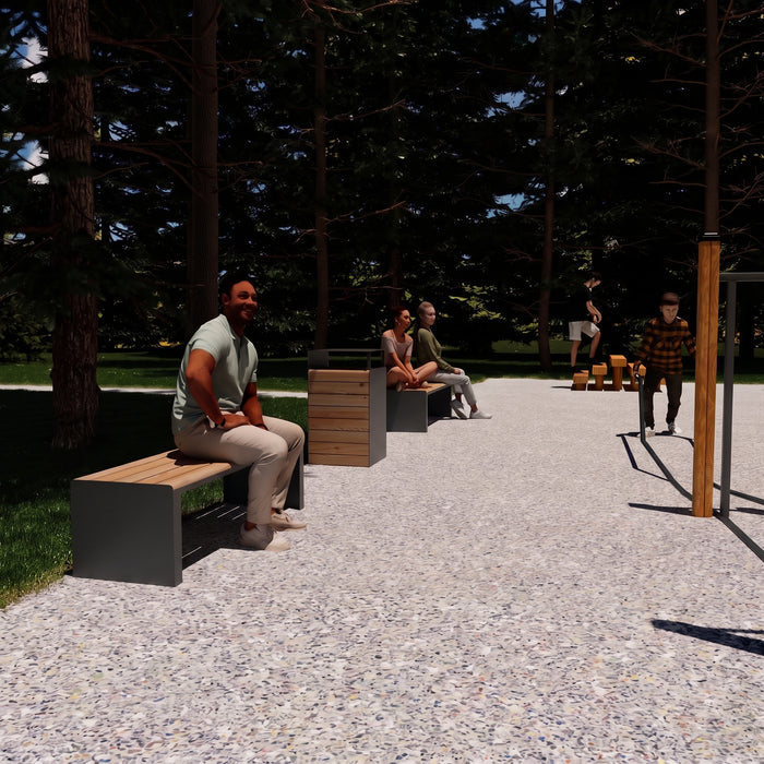 Gewerbefabrik Sitzbank Ottweiler Outdoor Bank Parkbank Holz Grau RAL 7011 Stadt