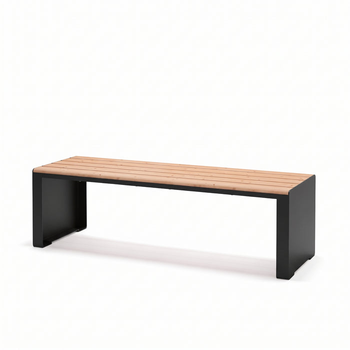 Gewerbefabrik Sitzbank Ottweiler Outdoor Bank Parkbank Holz Schwarz RAL 9017