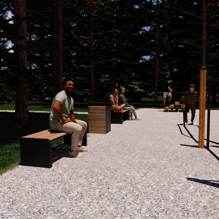 Gewerbefabrik Sitzbank Ottweiler Outdoor Bank Parkbank Holz Schwarz RAL 9017 Stadt