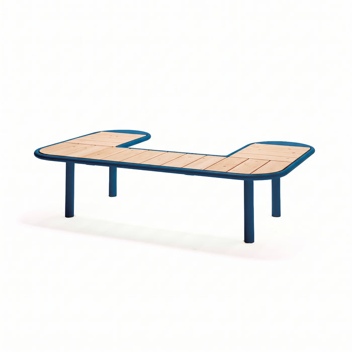 Gewerbefabrik Sitzbank Rodenbach Outdoor Bank Parkbank Holz Blau RAL 5005