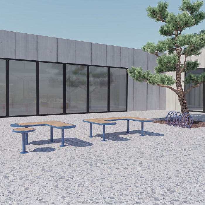 Gewerbefabrik Sitzbank Rodenbach Outdoor Bank Parkbank Holz Blau RAL 5005 Stadt