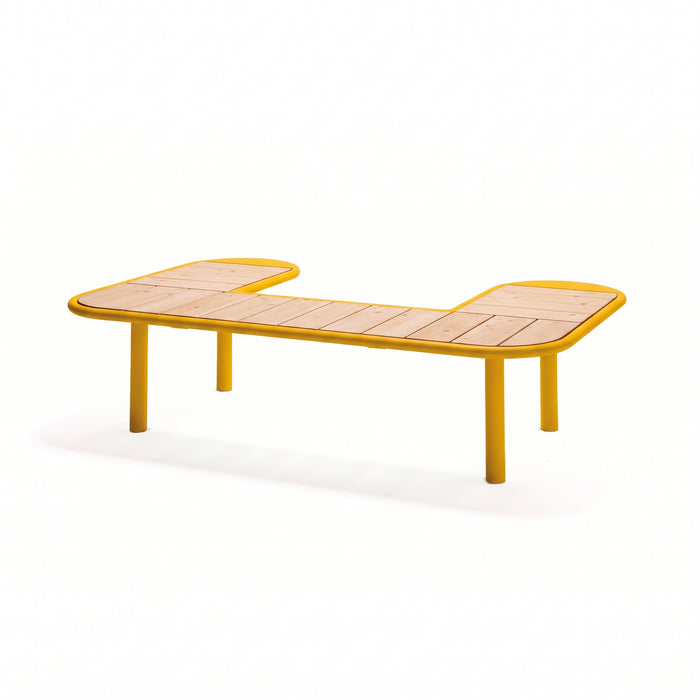 Gewerbefabrik Sitzbank Rodenbach Outdoor Bank Parkbank Holz Gelb RAL 1028