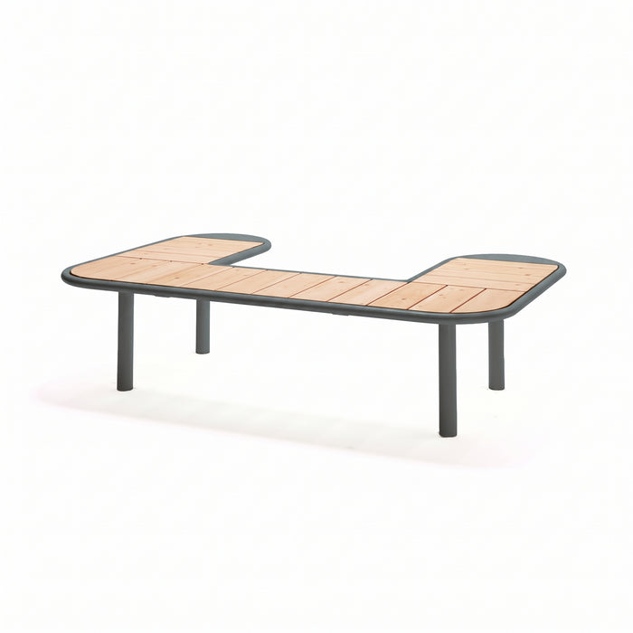 Gewerbefabrik Sitzbank Rodenbach Outdoor Bank Parkbank Holz Grau RAL 7011