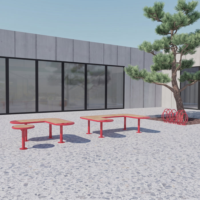 Gewerbefabrik Sitzbank Rodenbach Outdoor Bank Parkbank Holz Rot RAL 3001 Stadt