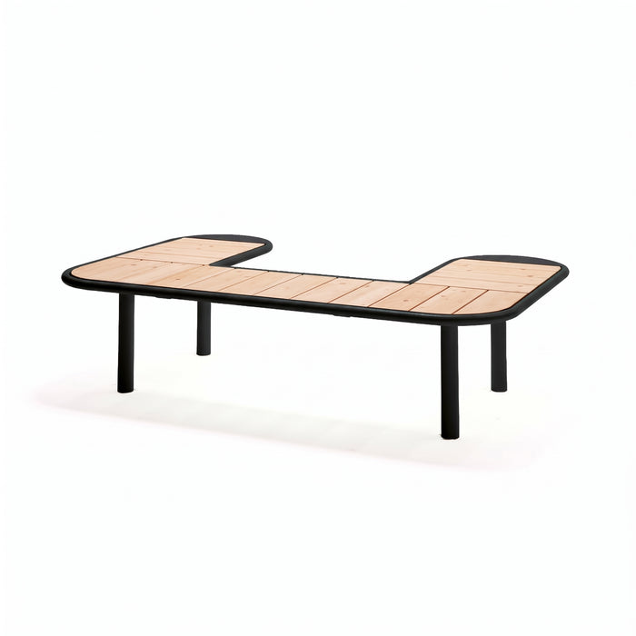Gewerbefabrik Sitzbank Rodenbach Outdoor Bank Parkbank Holz Schwarz RAL 9017