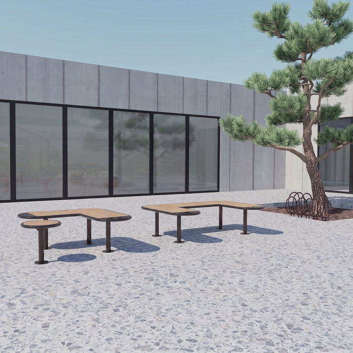 Gewerbefabrik Sitzbank Rodenbach Outdoor Bank Parkbank Holz Schwarz RAL 9017 Stadt