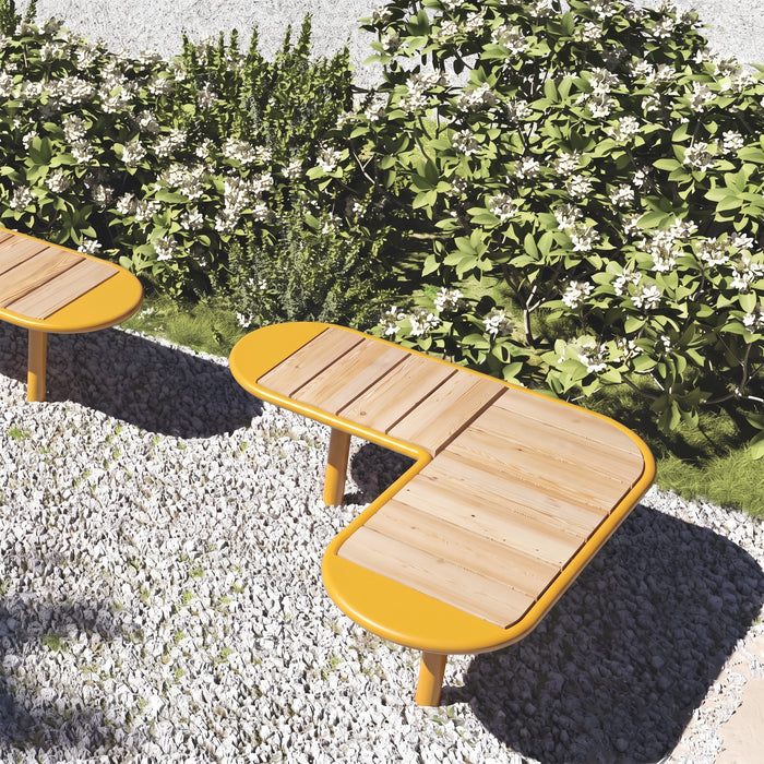 Gewerbefabrik Sitzbank Rodewald Outdoor Bank Parkbank Holz Gelb RAL 1028 Park