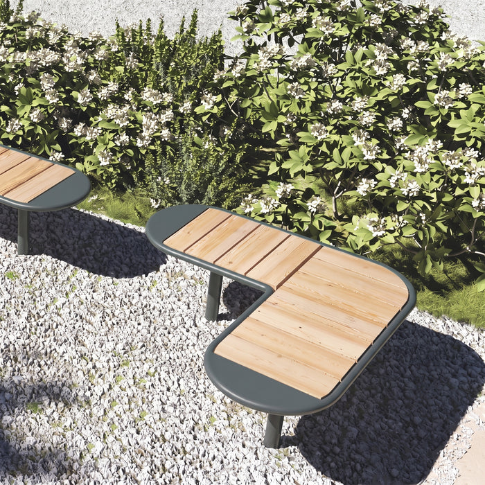 Gewerbefabrik Sitzbank Rodewald Outdoor Bank Parkbank Holz Grau RAL 7011 Park