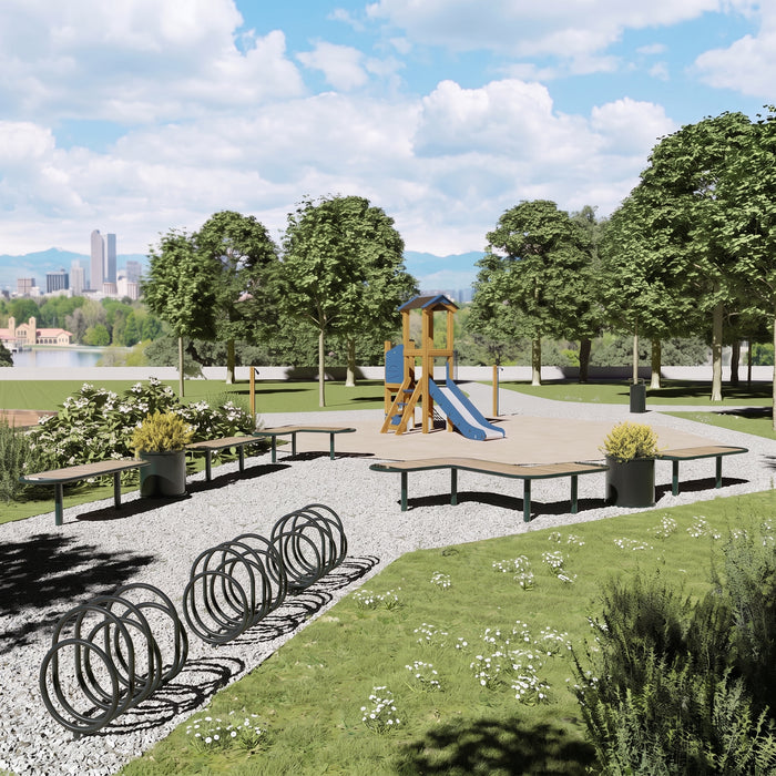 Gewerbefabrik Sitzbank Rodewald Outdoor Bank Parkbank Holz Schwarz RAL 9017 Stadt
