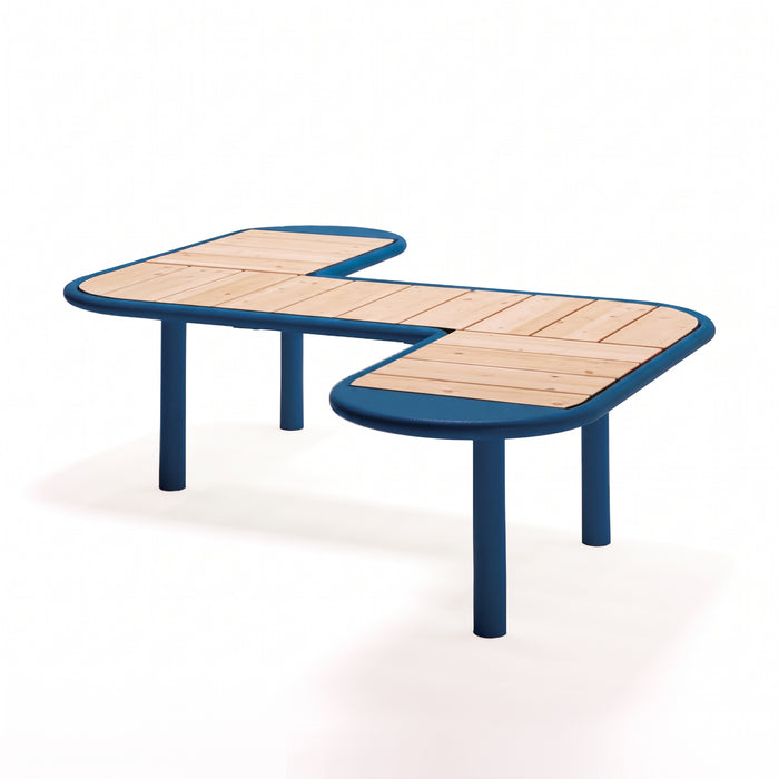 Gewerbefabrik Sitzbank Rodewisch Outdoor Bank Parkbank Holz Blau RAL 5005