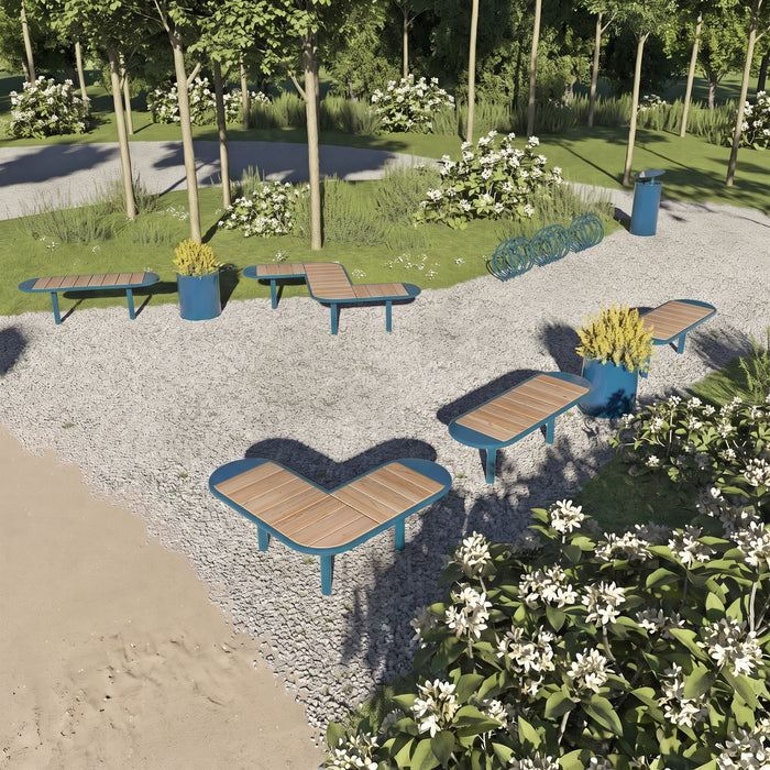 Gewerbefabrik Sitzbank Rodewisch Outdoor Bank Parkbank Holz Blau RAL 5005 Stadt