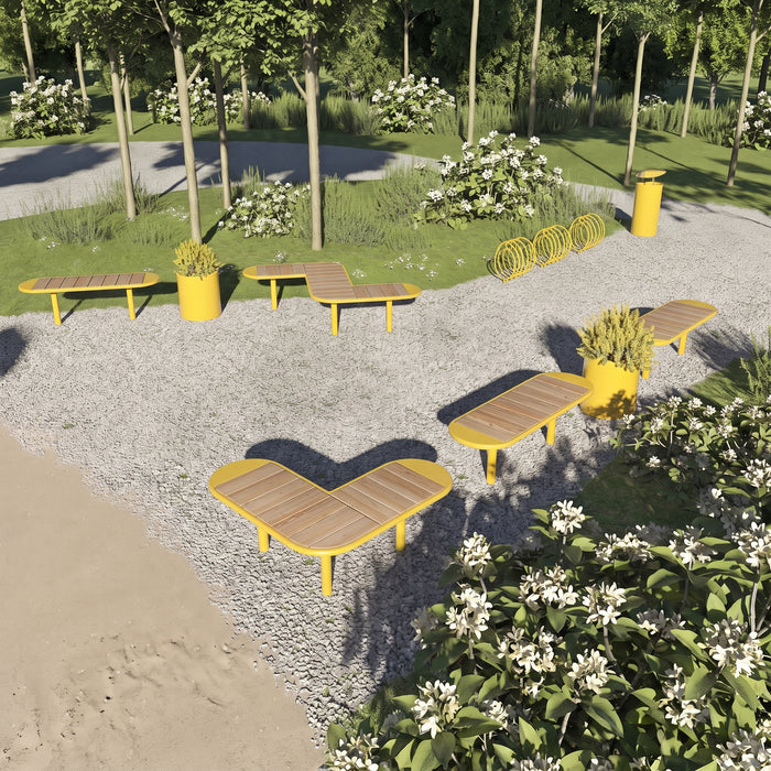 Gewerbefabrik Sitzbank Rodewisch Outdoor Bank Parkbank Holz Gelb RAL 1028 Stadt