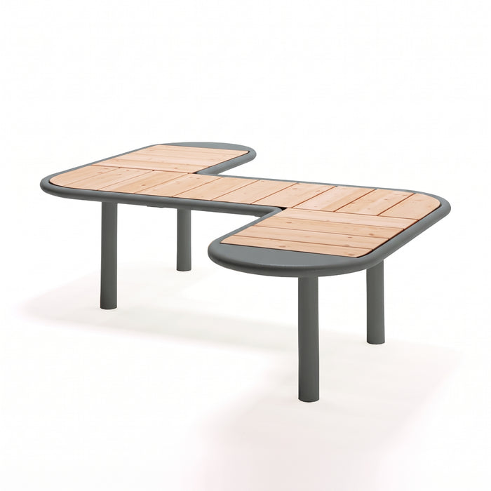 Gewerbefabrik Sitzbank Rodewisch Outdoor Bank Parkbank Holz Grau RAL 7011