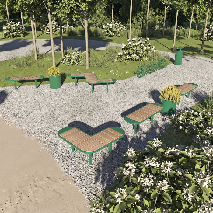 Gewerbefabrik Sitzbank Rodewisch Outdoor Bank Parkbank Holz Grün RAL 6018 Stadt