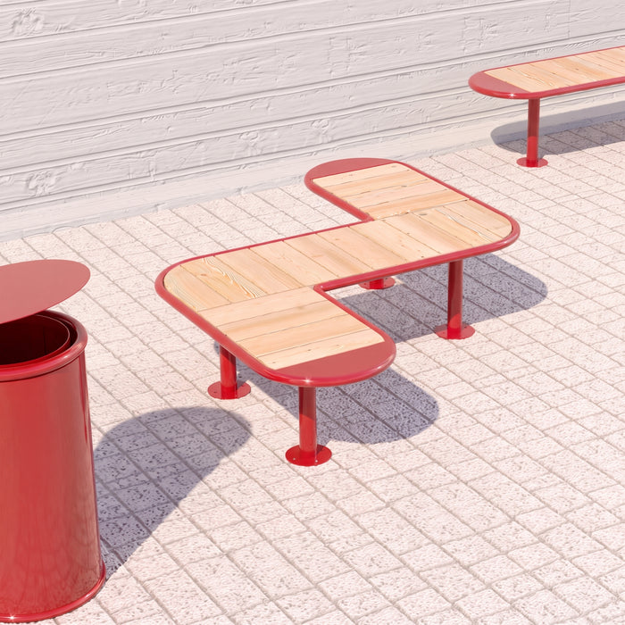 Gewerbefabrik Sitzbank Rodewisch Outdoor Bank Parkbank Holz Rot RAL 3001 Park