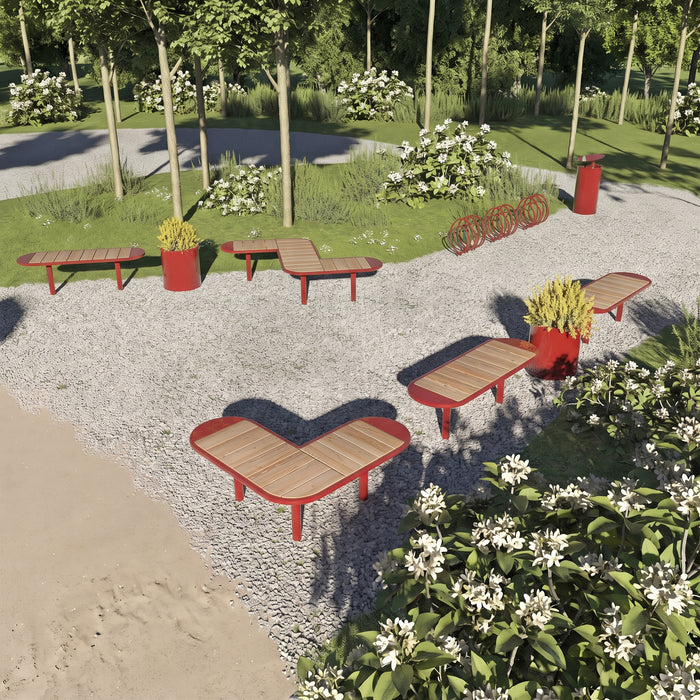 Gewerbefabrik Sitzbank Rodewisch Outdoor Bank Parkbank Holz Rot RAL 3001 Stadt