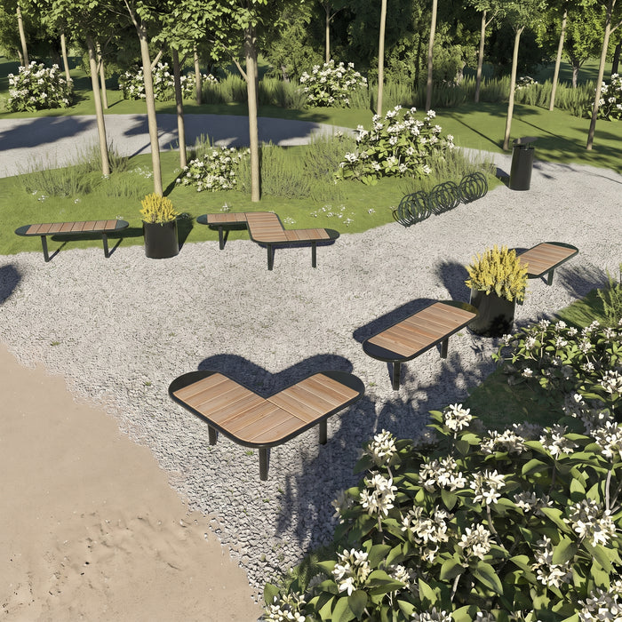 Gewerbefabrik Sitzbank Rodewisch Outdoor Bank Parkbank Holz Schwarz RAL 9017 Stadt