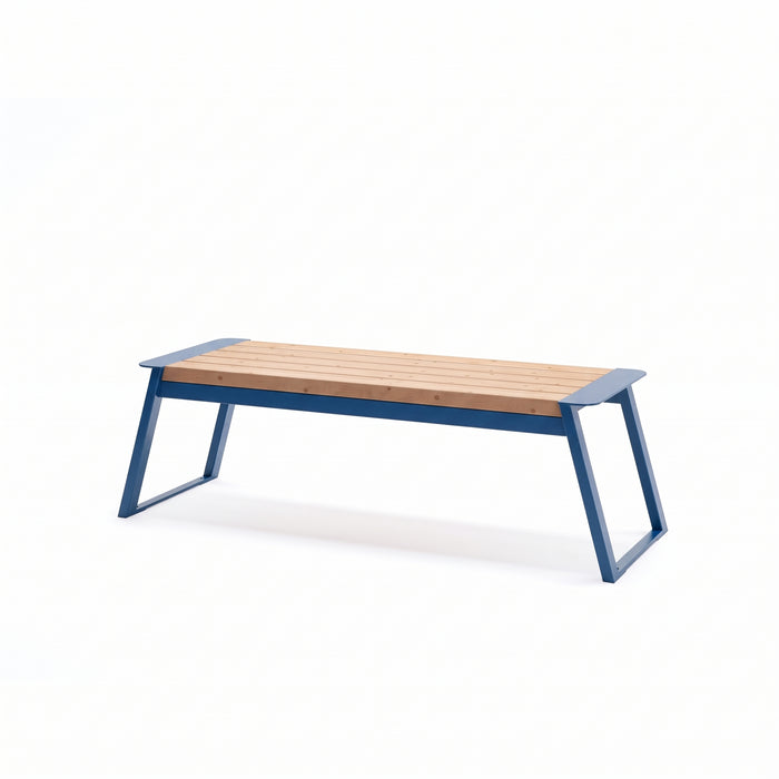 Gewerbefabrik Sitzbank Rott Outdoor Bank Parkbank Holz Blau RAL 5005