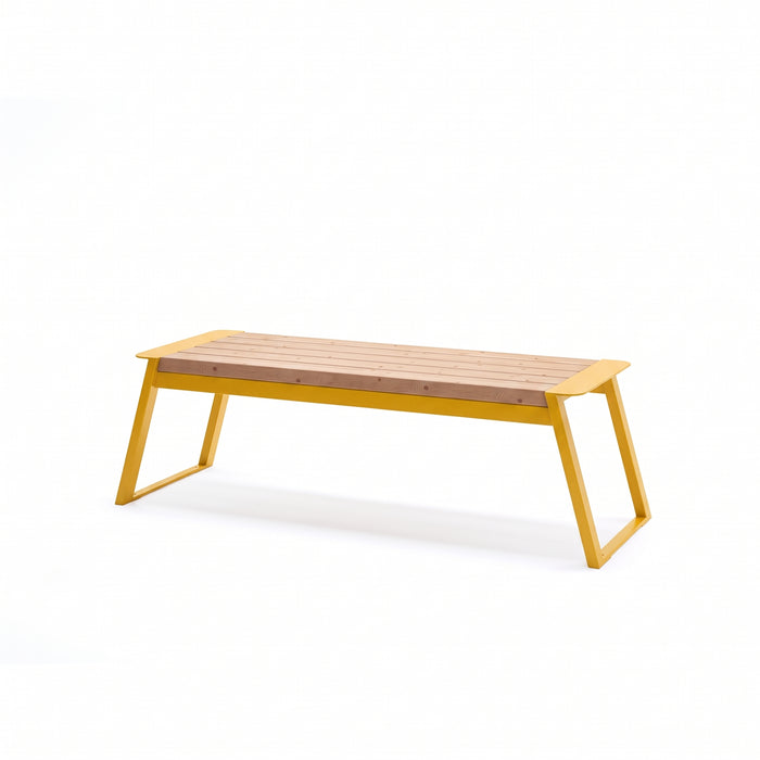 Gewerbefabrik Sitzbank Rott Outdoor Bank Parkbank Holz Gelb RAL 1028