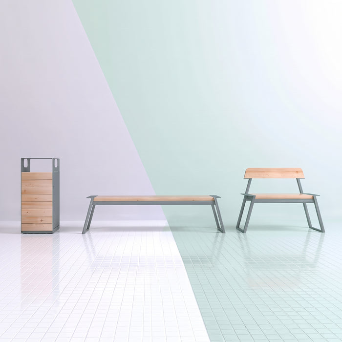 Gewerbefabrik Sitzbank Rott Outdoor Bank Parkbank Holz Grau RAL 7011 Park
