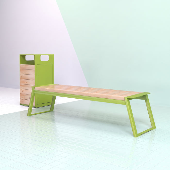 Gewerbefabrik Sitzbank Rott Outdoor Bank Parkbank Holz Grün RAL 6018 Stadt