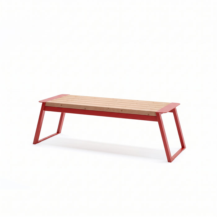 Gewerbefabrik Sitzbank Rott Outdoor Bank Parkbank Holz Rot RAL 3001