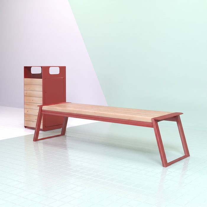 Gewerbefabrik Sitzbank Rott Outdoor Bank Parkbank Holz Rot RAL 3001 Stadt