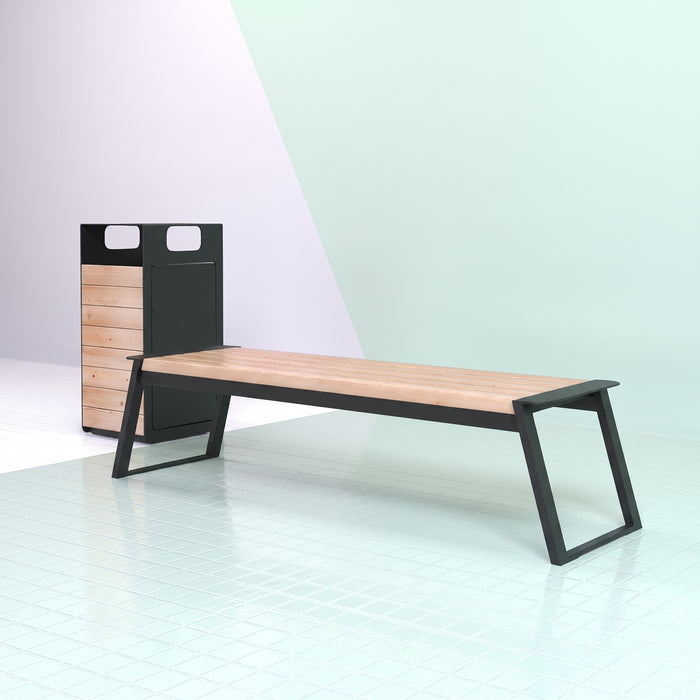 Gewerbefabrik Sitzbank Rott Outdoor Bank Parkbank Holz Schwarz RAL 9017 Stadt