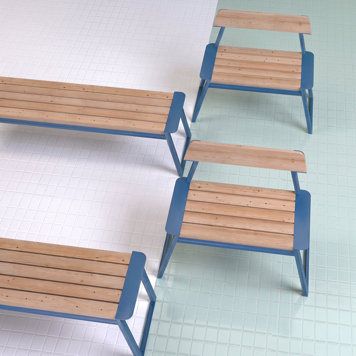 Gewerbefabrik Sitzbank Rottach Outdoor Bank Parkbank Holz Blau RAL 5005 Park