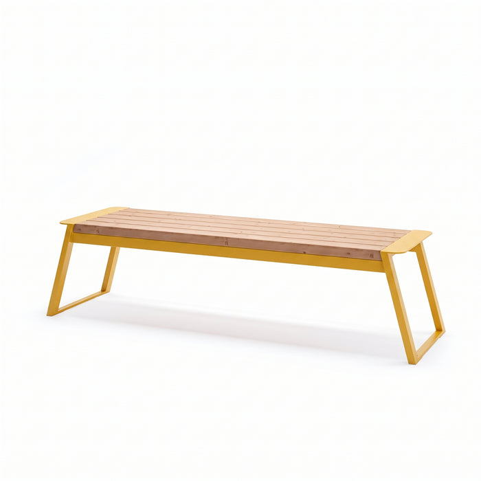 Gewerbefabrik Sitzbank Rottach Outdoor Bank Parkbank Holz Gelb RAL 1028