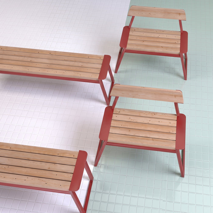 Gewerbefabrik Sitzbank Rottach Outdoor Bank Parkbank Holz Rot RAL 3001 Park