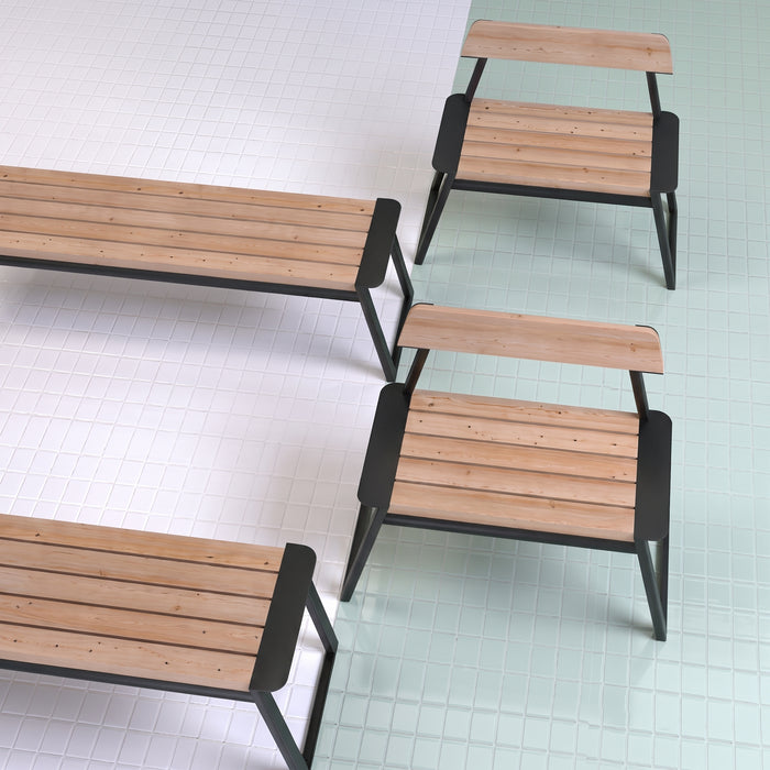 Gewerbefabrik Sitzbank Rottach Outdoor Bank Parkbank Holz Schwarz RAL 9017 Park