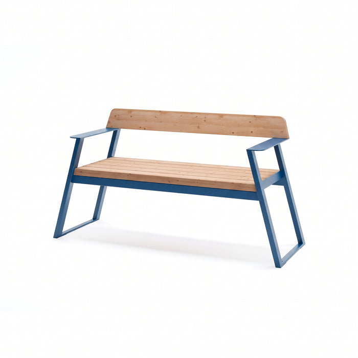 Gewerbefabrik Sitzbank Rottenbuch Outdoor Bank Parkbank Holz Blau RAL 5005