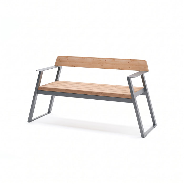 Gewerbefabrik Sitzbank Rottenbuch Outdoor Bank Parkbank Holz Grau RAL 7011