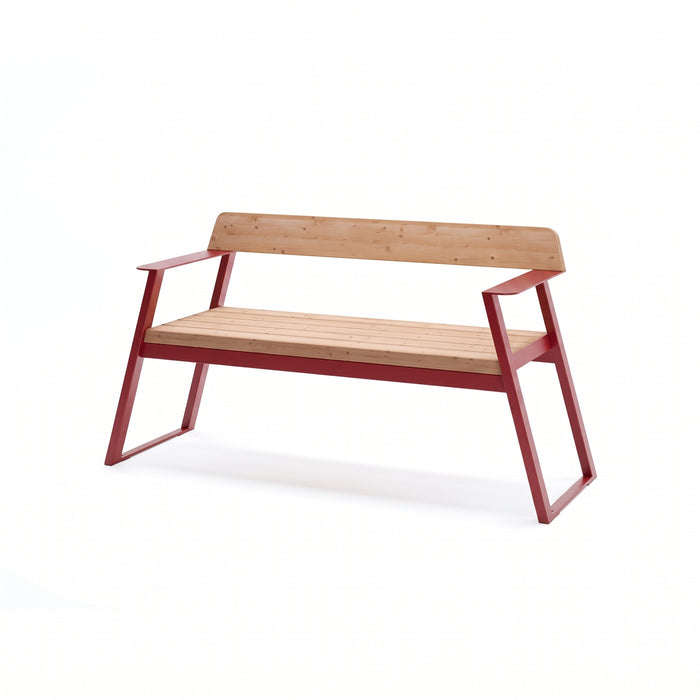 Gewerbefabrik Sitzbank Rottenbuch Outdoor Bank Parkbank Holz Rot RAL 3001