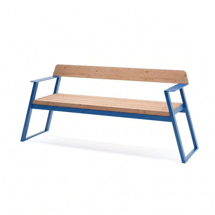 Gewerbefabrik Sitzbank Rottenburg Outdoor Bank Parkbank Holz Blau RAL 5005