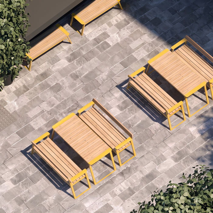 Gewerbefabrik Sitzbank Rottenburg Outdoor Bank Parkbank Holz Gelb RAL 1028 Park