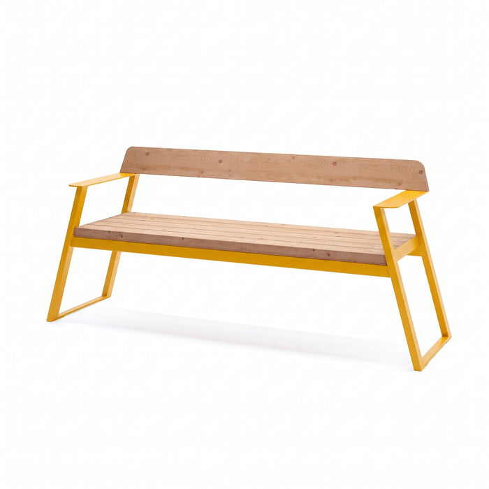 Gewerbefabrik Sitzbank Rottenburg Outdoor Bank Parkbank Holz Gelb RAL 1028