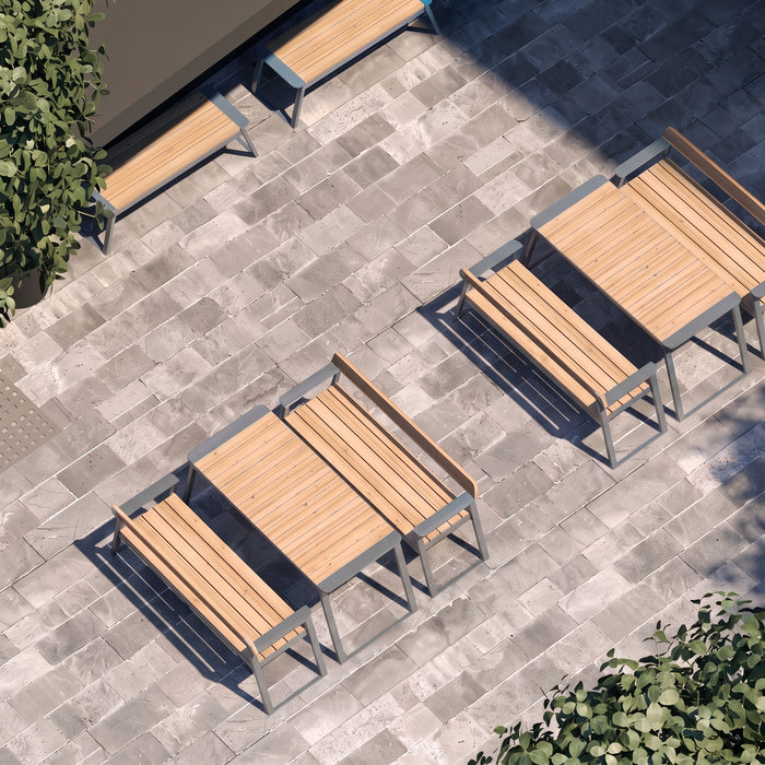 Gewerbefabrik Sitzbank Rottenburg Outdoor Bank Parkbank Holz Grau RAL 7011 Park