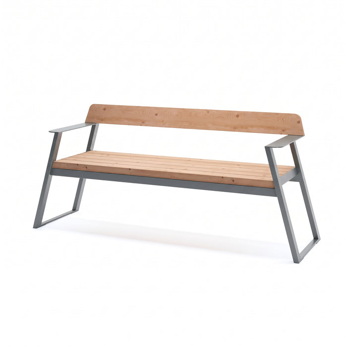 Gewerbefabrik Sitzbank Rottenburg Outdoor Bank Parkbank Holz Grau RAL 7011